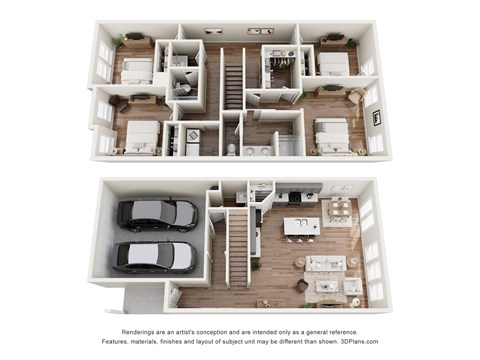 Floor plan for 4 beds, 2.5 baths, 1854 sqft